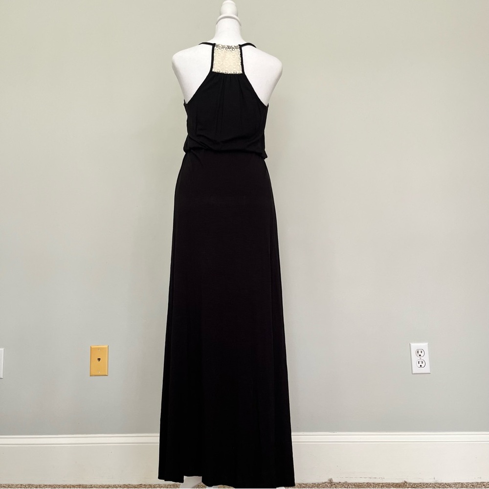 LOFT Black Maxi Dress with Crochet Back Accent